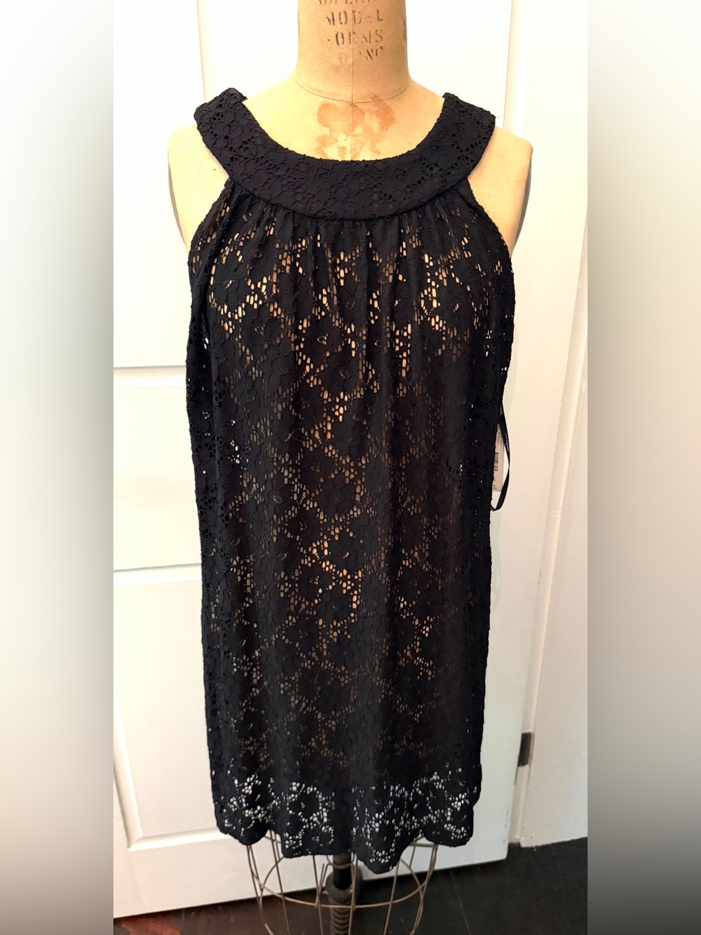 NWT Laundry by Design Black Lace Tunic Top Sheer Y2K